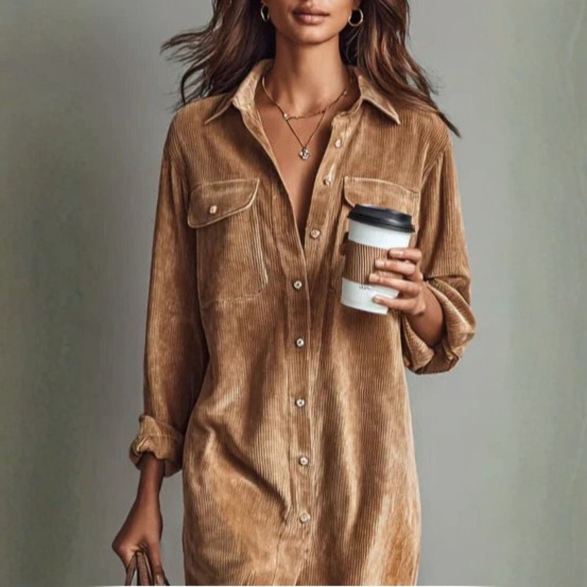 Olivia&Grace™ | Elegant and Flowing Midi Dress in Corduroy