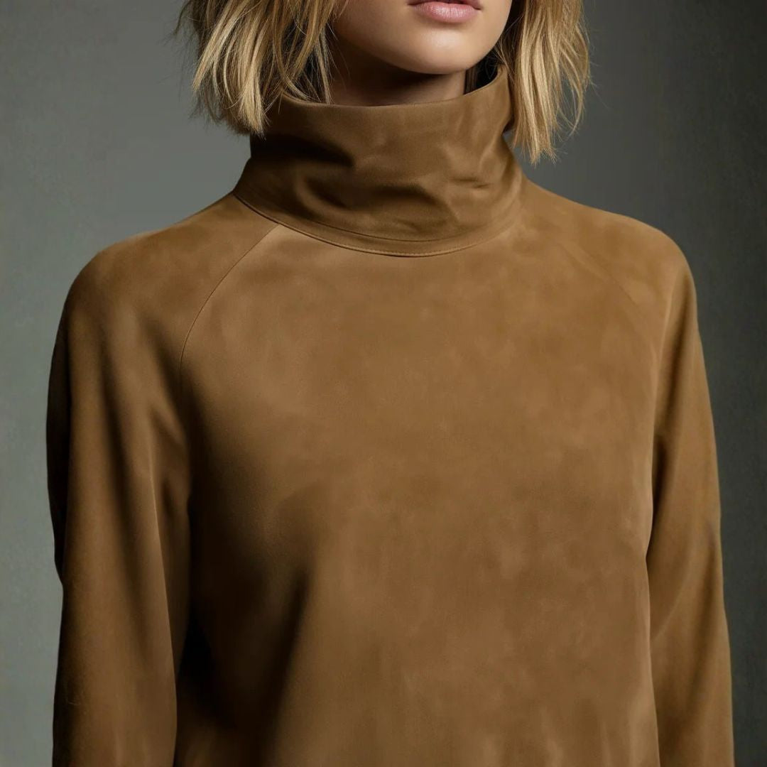 Olivia&Grace™ | Loose Suede Mini Dress with High Collar