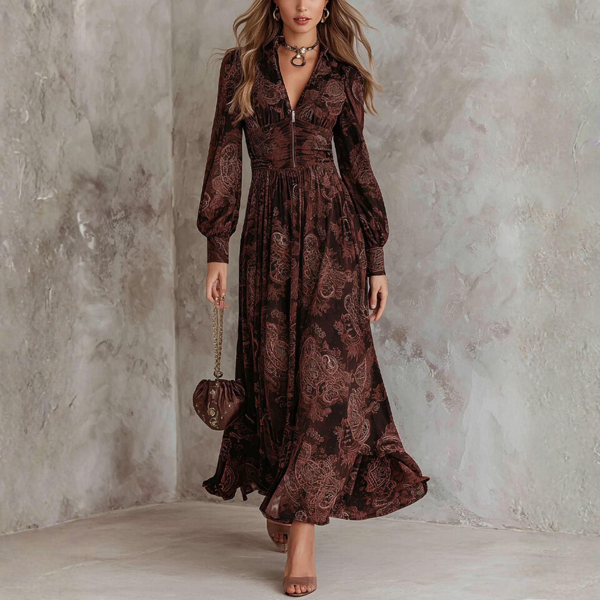Olivia&Grace™ | Paisley Print Midi Dress
