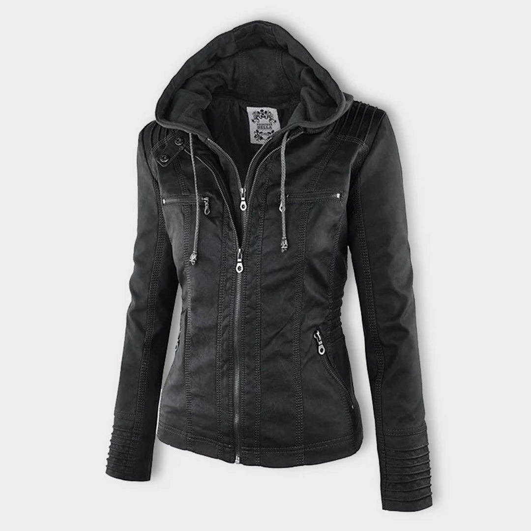 Olivia&Grace | Pia - Modern Leather Jacket with Hood