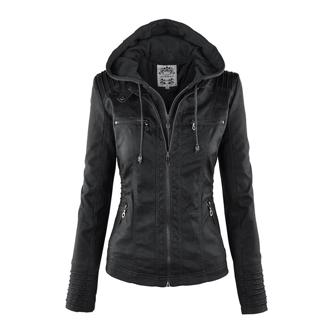 Olivia&Grace | Pia - Modern Leather Jacket with Hood