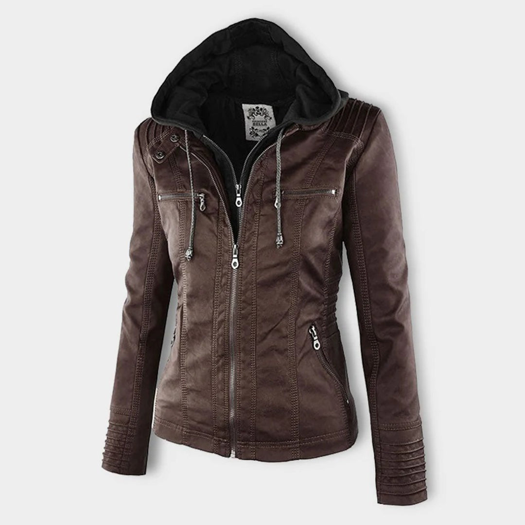Olivia&Grace | Pia - Modern Leather Jacket with Hood