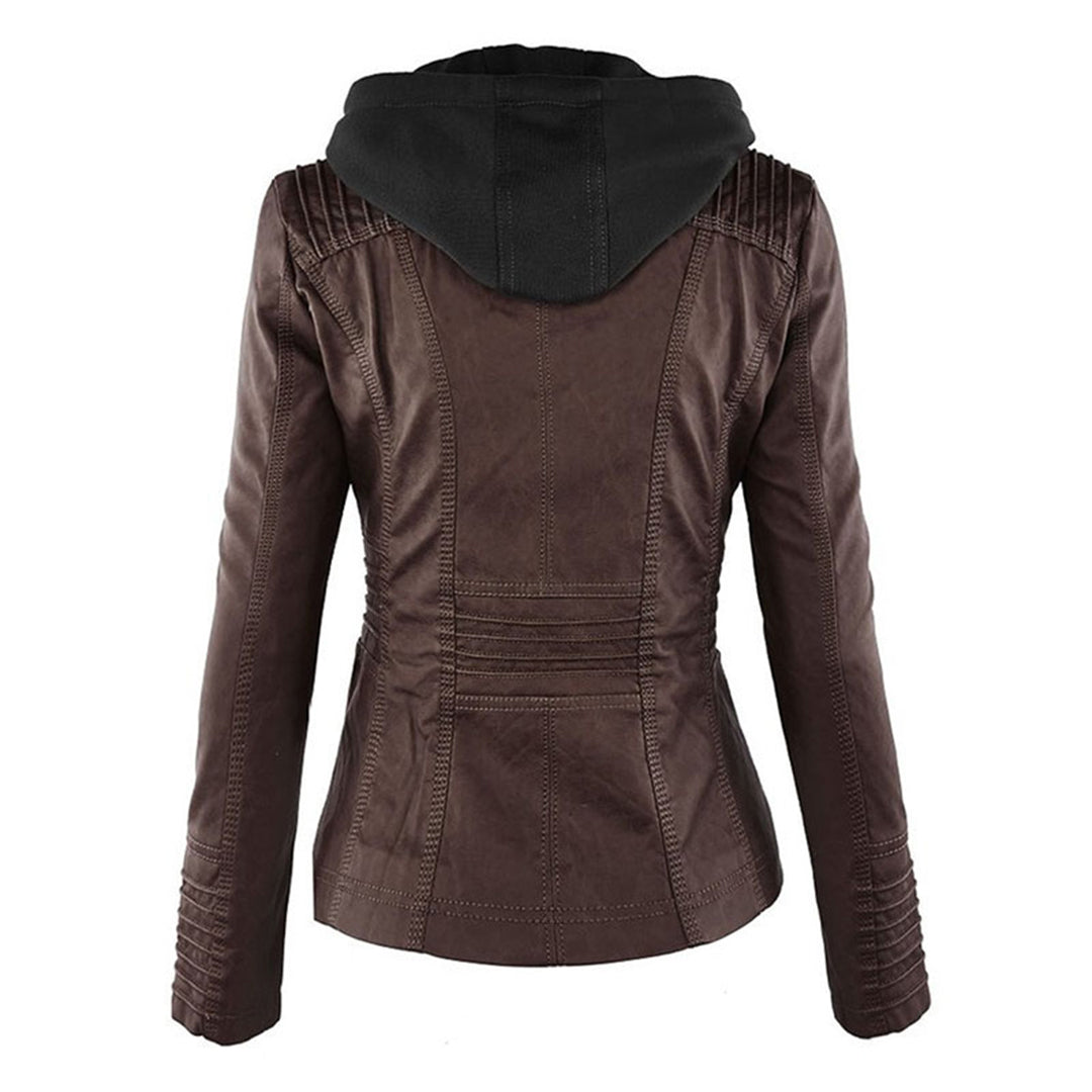 Olivia&Grace | Pia - Modern Leather Jacket with Hood
