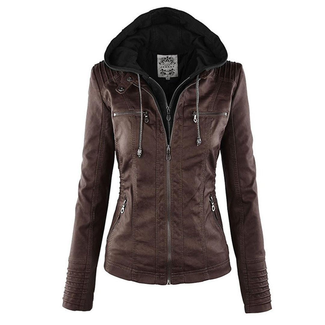 Olivia&Grace | Pia - Modern Leather Jacket with Hood