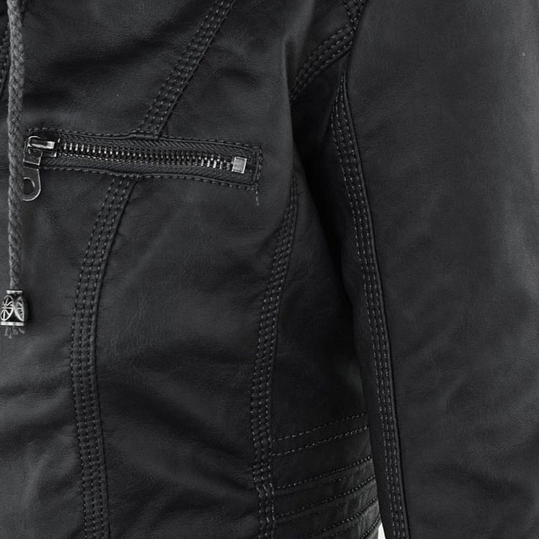 Olivia&Grace | Pia - Modern Leather Jacket with Hood