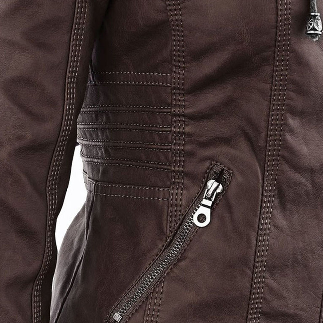 Olivia&Grace | Pia - Modern Leather Jacket with Hood