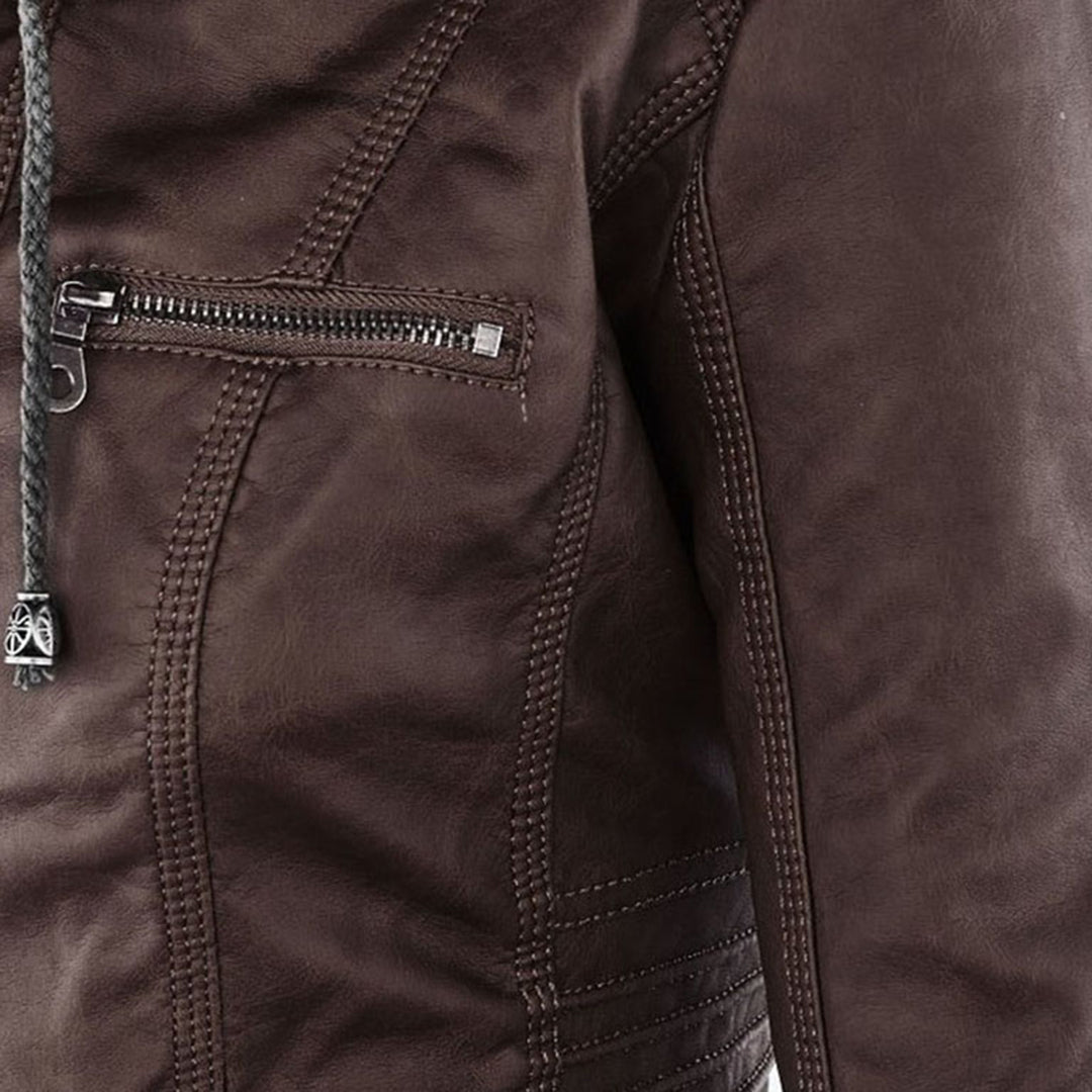 Olivia&Grace | Pia - Modern Leather Jacket with Hood
