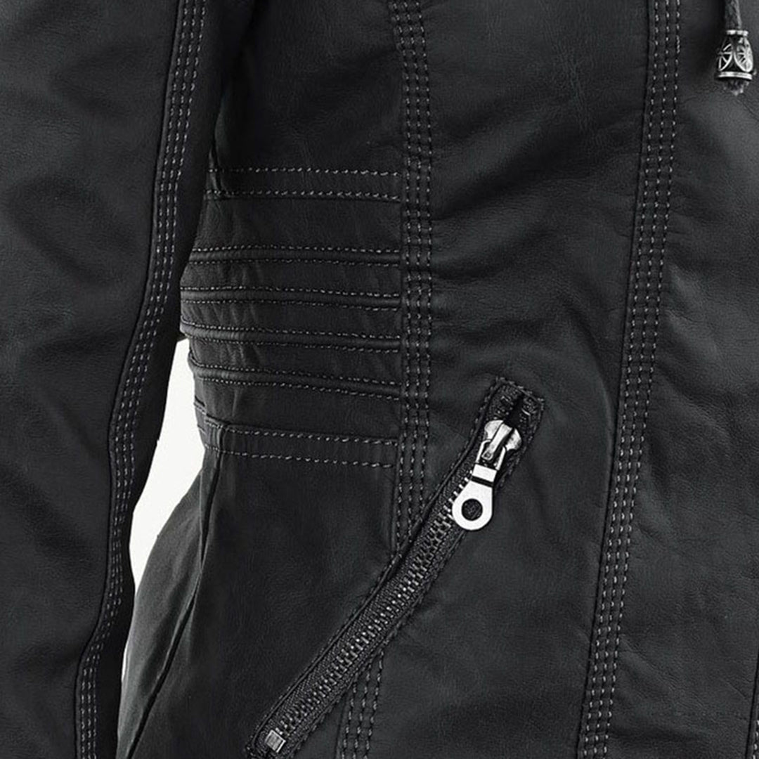 Olivia&Grace | Pia - Modern Leather Jacket with Hood
