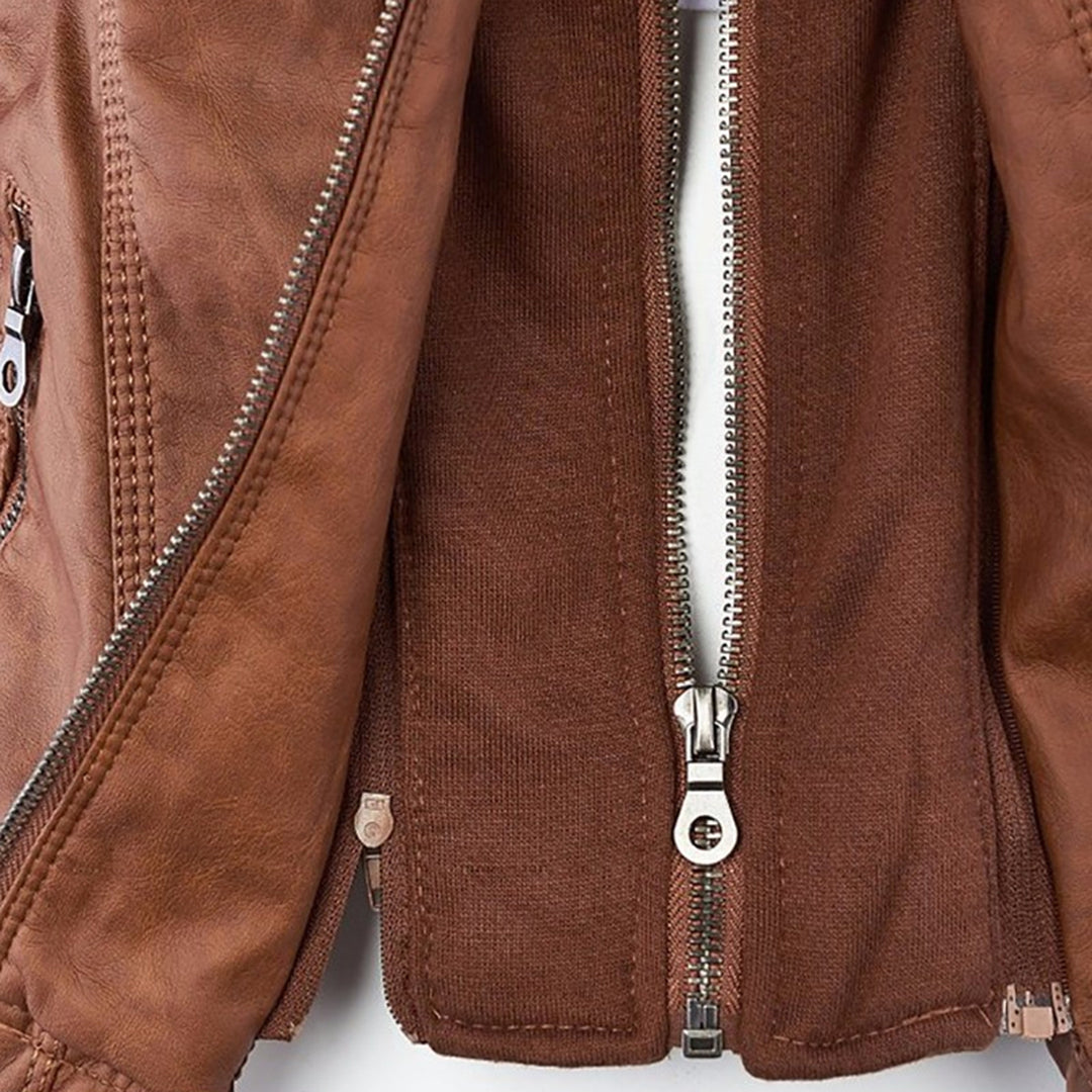 Olivia&Grace | Pia - Modern Leather Jacket with Hood
