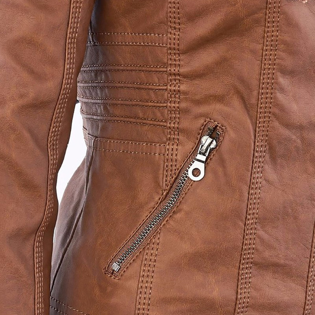 Olivia&Grace | Pia - Modern Leather Jacket with Hood