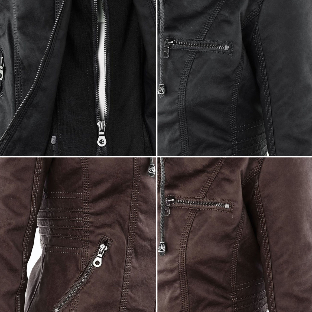 Olivia&Grace | Pia - Modern Leather Jacket with Hood