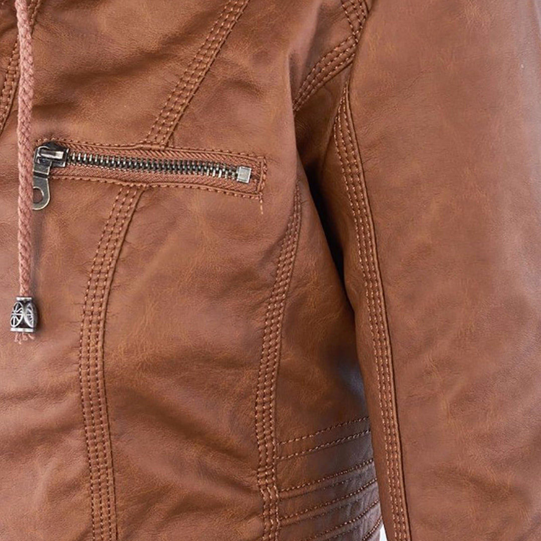 Olivia&Grace | Pia - Modern Leather Jacket with Hood