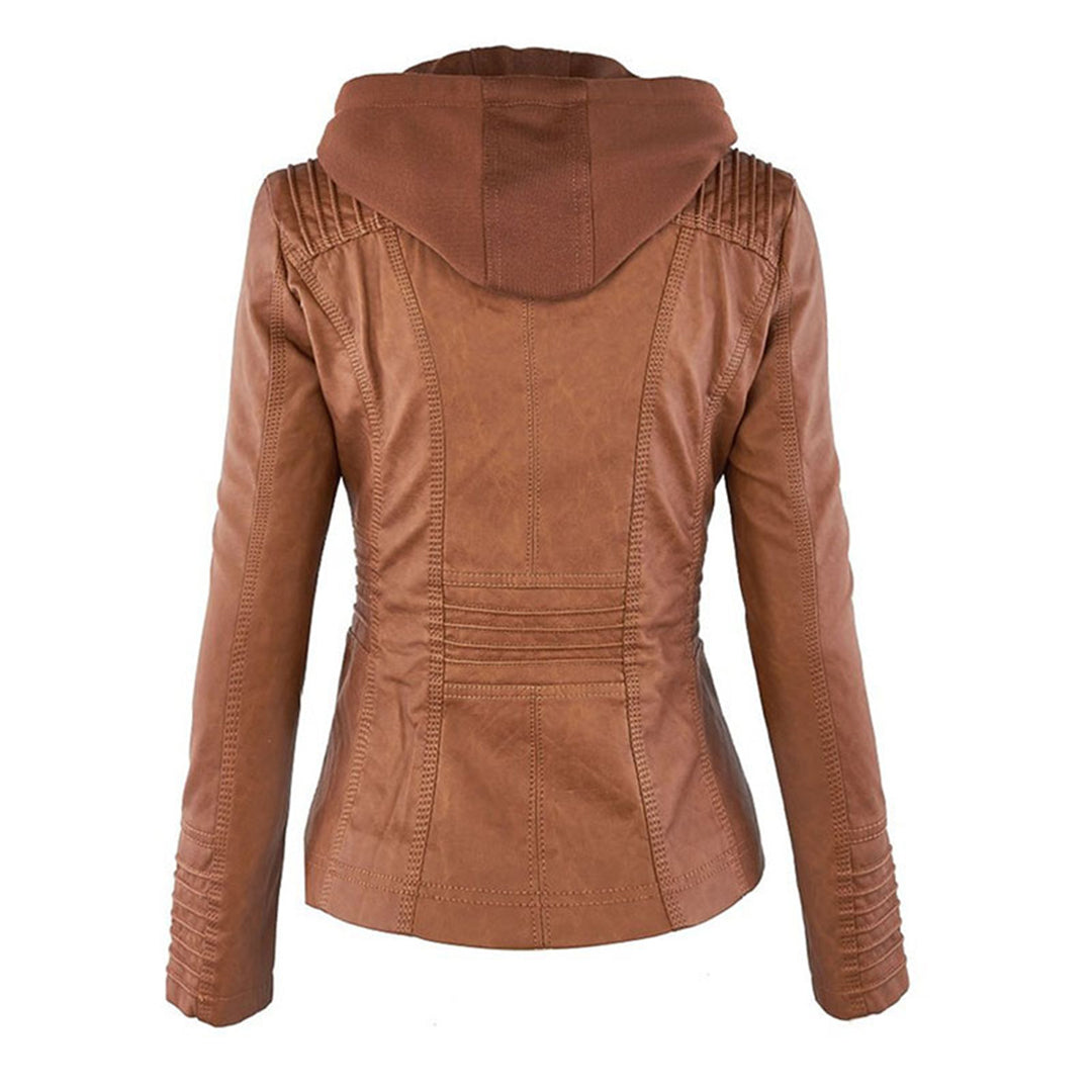 Olivia&Grace | Pia - Modern Leather Jacket with Hood