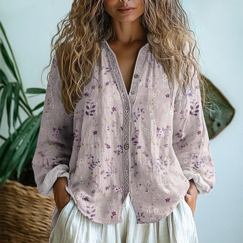 Olivia&Grace | Ambre™ - Vintage Leaf Print Blouse