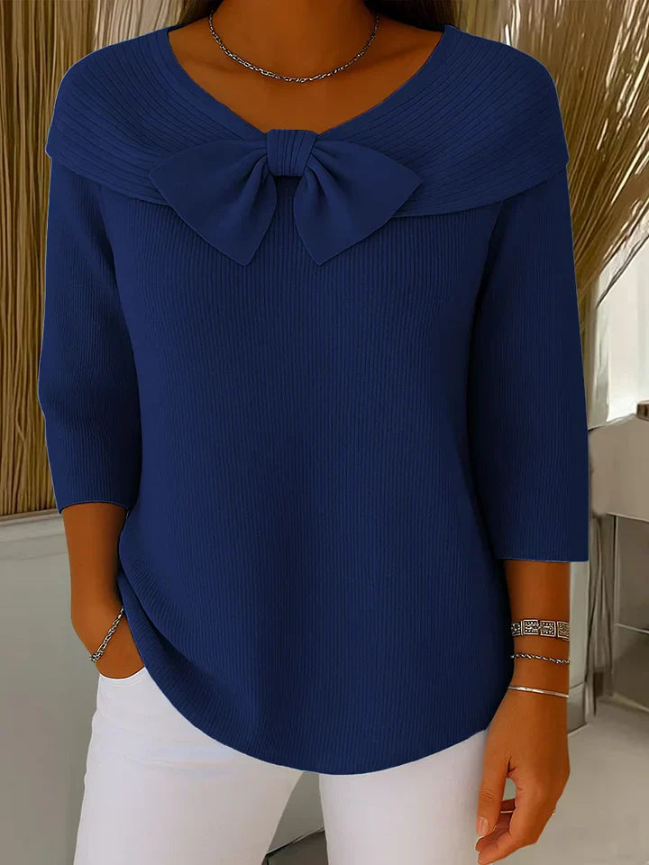 Olivia&Grace ~ Serenna – Women's Sweater with Bow and Round Neckline