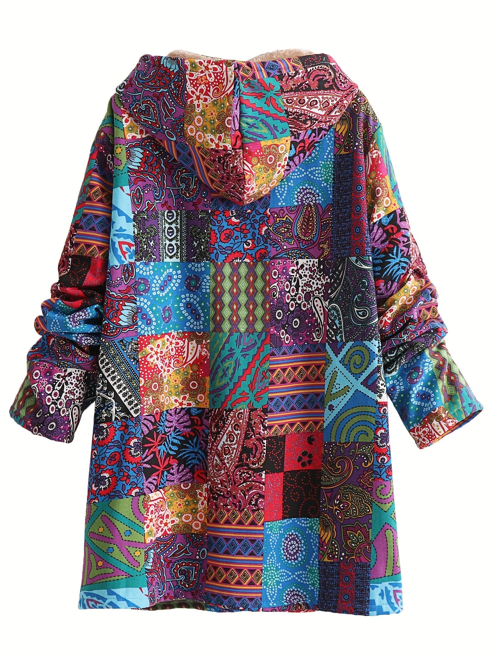 Olivia&Grace | Maribel - Patchwork Coat Boho Hooded Winter Jacket