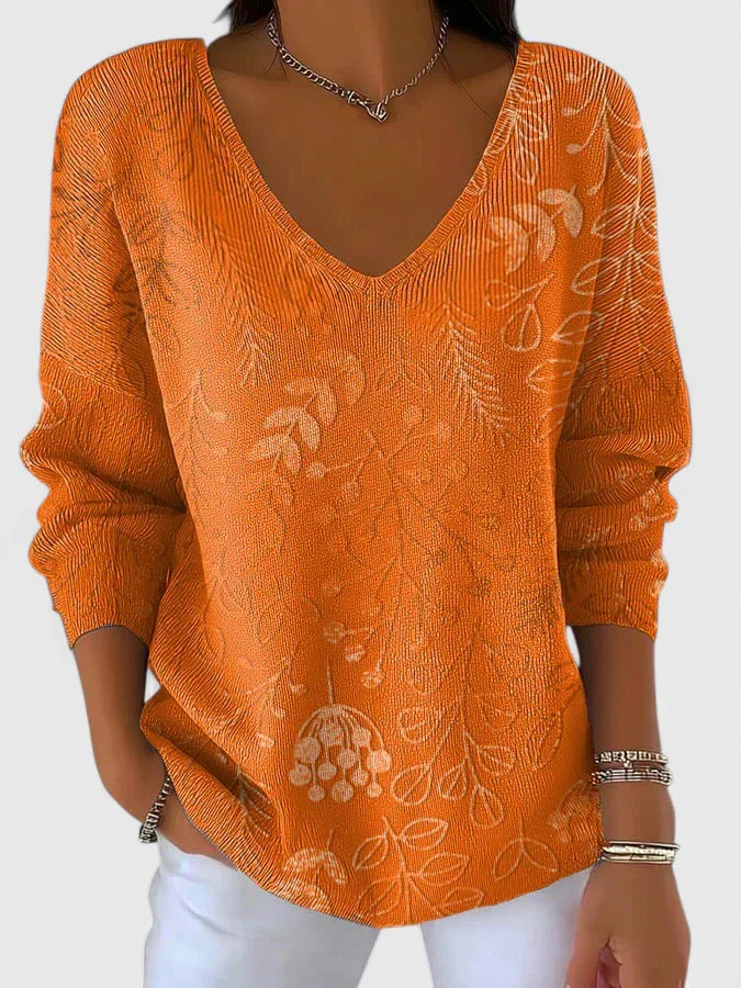 MIRELLE | Cotton Blend Sweater with Leaf Pattern