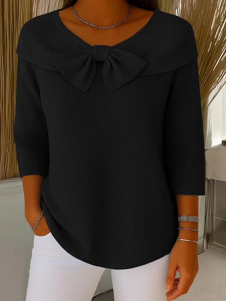 Olivia&Grace ~ Serenna – Women's Sweater with Bow and Round Neckline