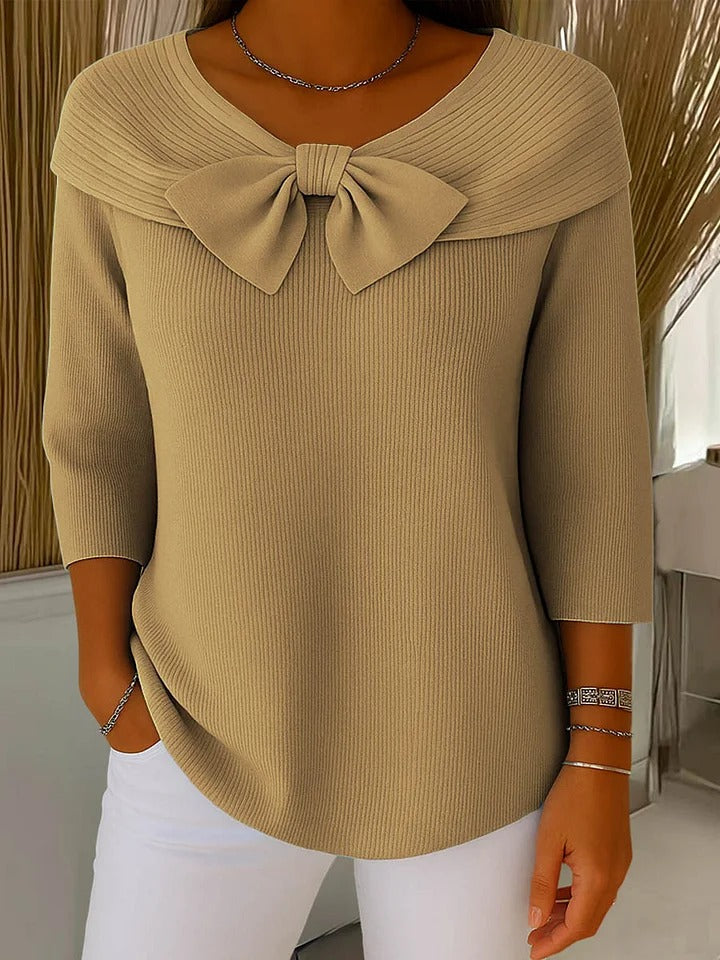 Olivia&Grace ~ Serenna – Women's Sweater with Bow and Round Neckline