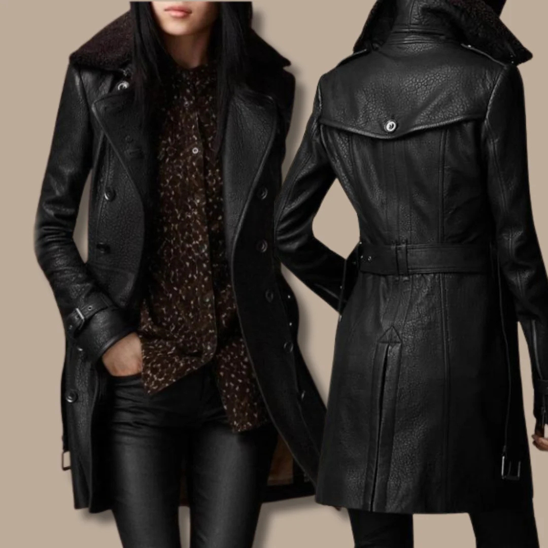 Olivia&Grace | Evelyne - Elegant 3/4 Leather Coat