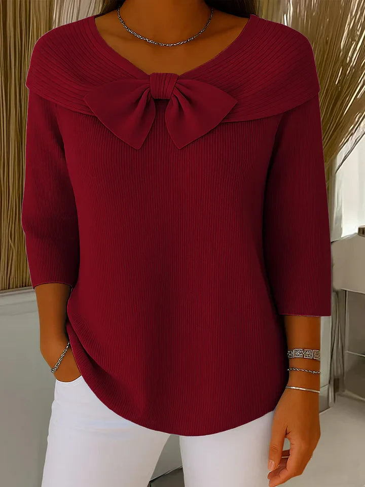 Olivia&Grace ~ Serenna – Women's Sweater with Bow and Round Neckline