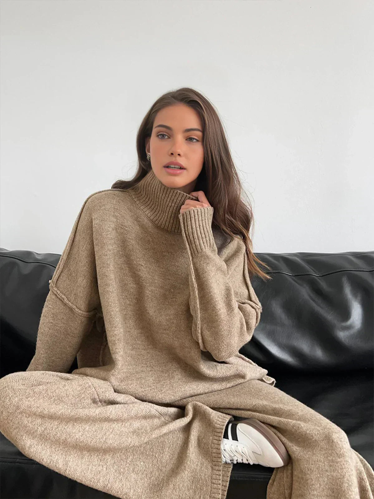 Milena® | Plain Turtleneck Knit and Pants Set