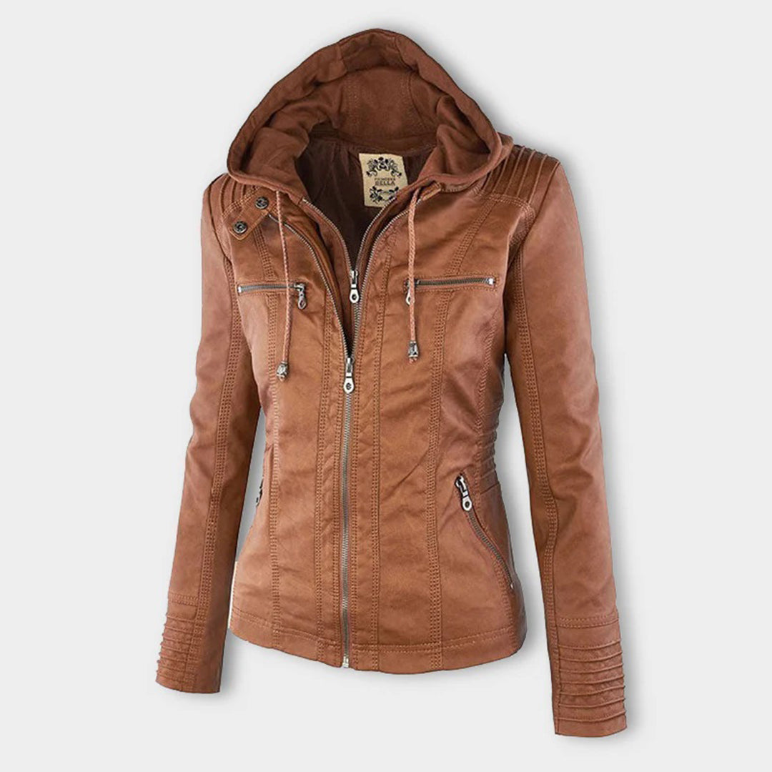 Olivia&Grace | Pia - Modern Leather Jacket with Hood