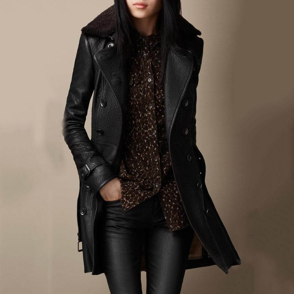 Olivia&Grace | Evelyne - Elegant 3/4 Leather Coat