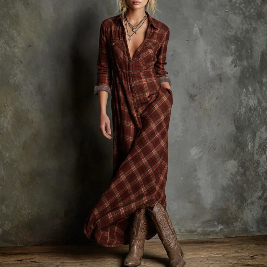 Olivia&Grace™ | Long Checked Dress