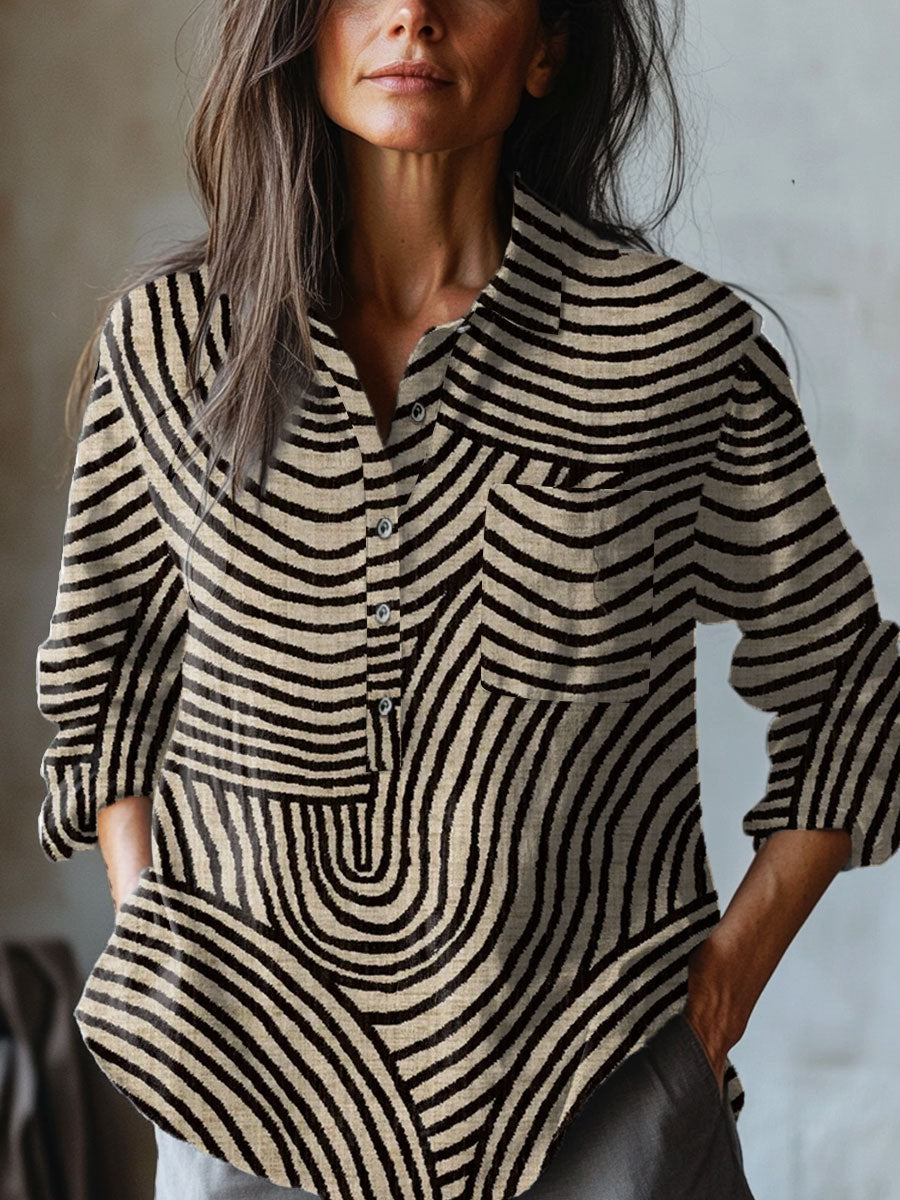 Audrey™ - Geometric Button-Up Blouse
