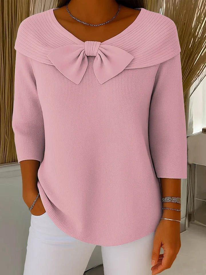 Olivia&Grace ~ Serenna – Women's Sweater with Bow and Round Neckline