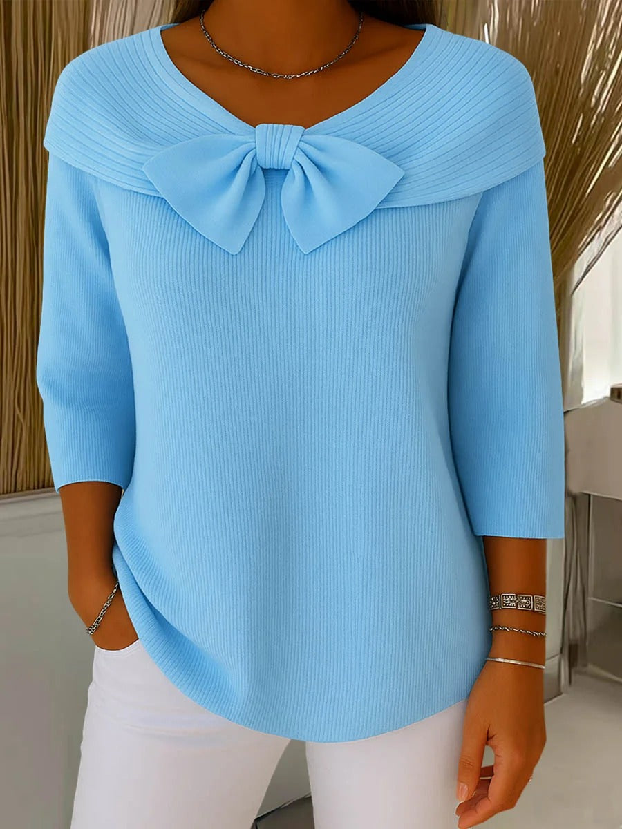 Olivia&Grace ~ Serenna – Women's Sweater with Bow and Round Neckline