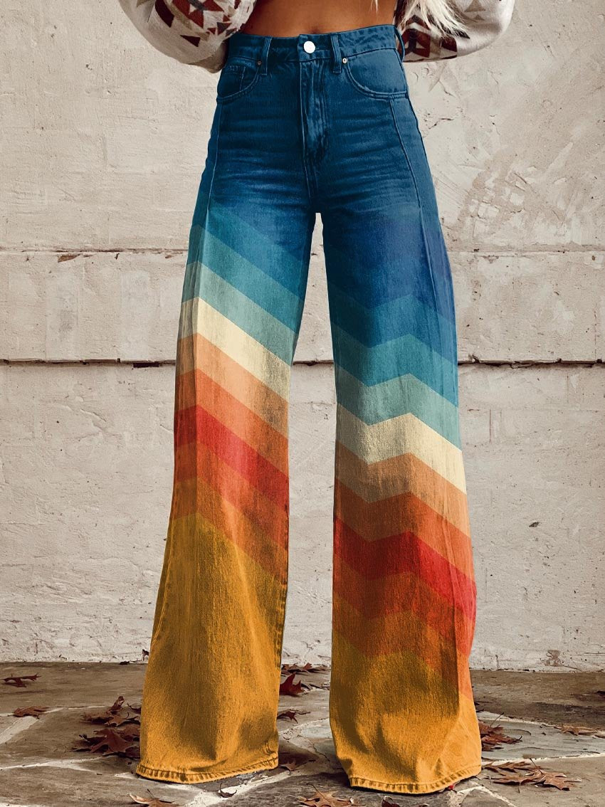 Jodie™ | Sunset Chevron Trousers with Wide Legs
