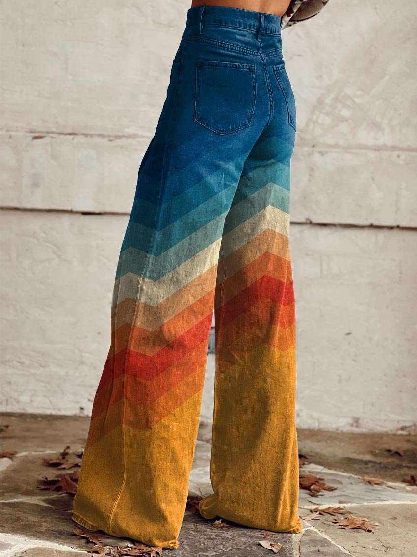 Jodie™ | Sunset Chevron Trousers with Wide Legs